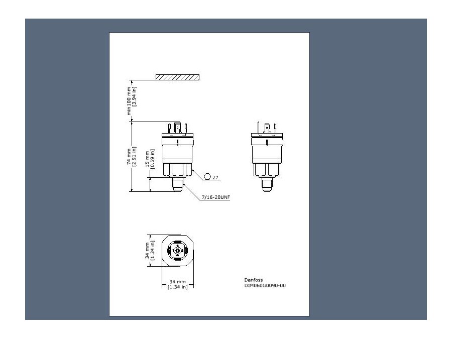 Czujnik ciśnienia Danfoss AKS 32R, -1 ÷ 12bar, 0,5 ÷ 4,5V